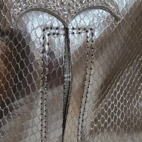 NEW Ankle Boots Jessica Simpson Champagne Embellished GLITTR Western Women Sz 7M - Picture 5 of 10